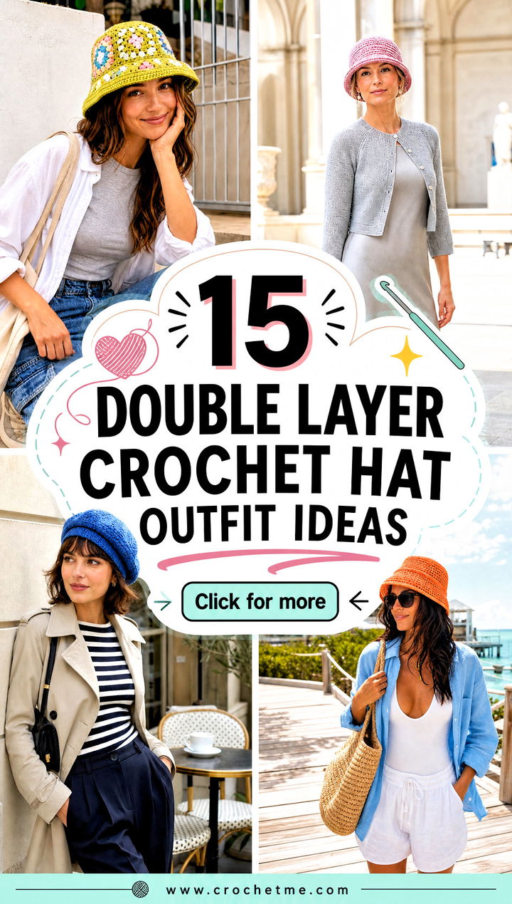 15 Double Layer Crochet Hat outfit ideas - 15 Double Layer Crochet Hat outfit ideas