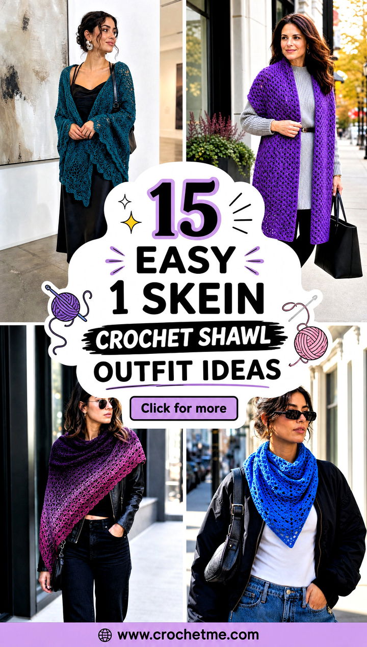 15 Easy 1 Skein Crochet Shawl outfit ideas - 15 Easy 1 Skein Crochet Shawl outfit ideas
