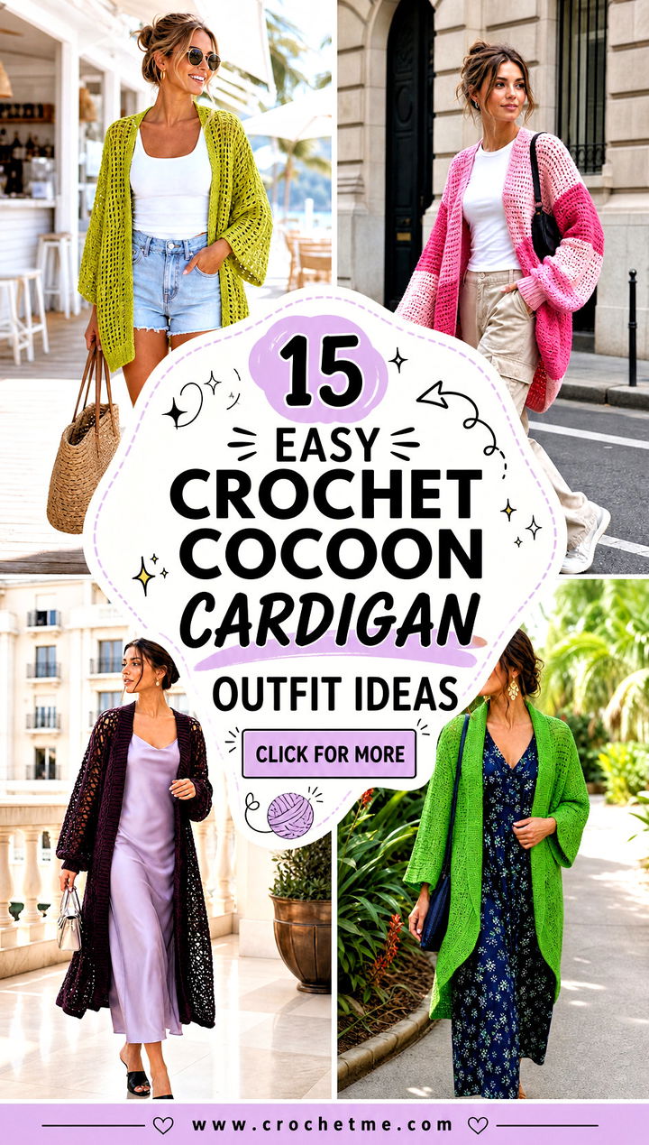 15 Easy Crochet Cocoon Cardigan outfit ideas - 15 Easy Crochet Cocoon Cardigan outfit ideas