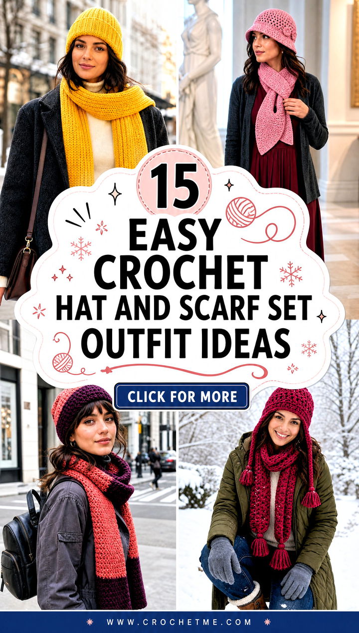 15 Easy Crochet Hat And Scarf Set outfit ideas - 15 Easy Crochet Hat And Scarf Set outfit ideas