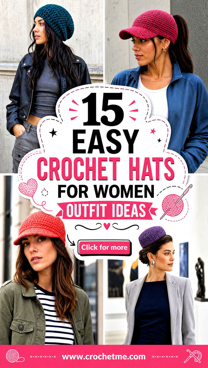 15 Easy Crochet Hats For Women outfit ideas - 15 Easy Crochet Hats For Women outfit ideas
