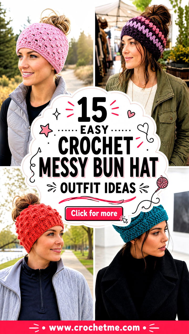 15 Easy Crochet Messy Bun Hat outfit ideas - 15 Easy Crochet Messy Bun Hat outfit ideas