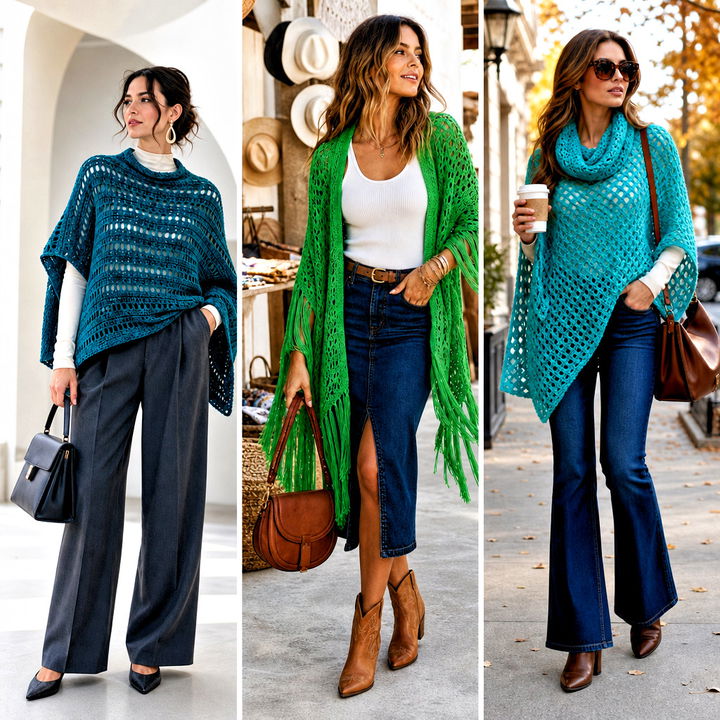 15 Easy Crochet Poncho From a Rectangle Outfit Ideas to Try
