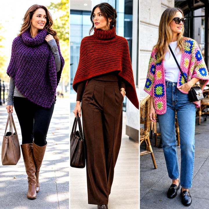 15 Easy Crochet Ponchos Outfit Ideas for Effortless Layering