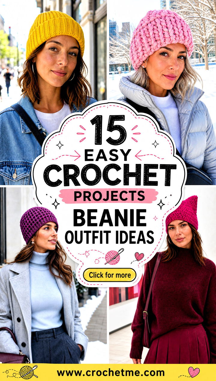 15 Easy Crochet Projects Beanie outfit ideas - 15 Easy Crochet Projects Beanie outfit ideas