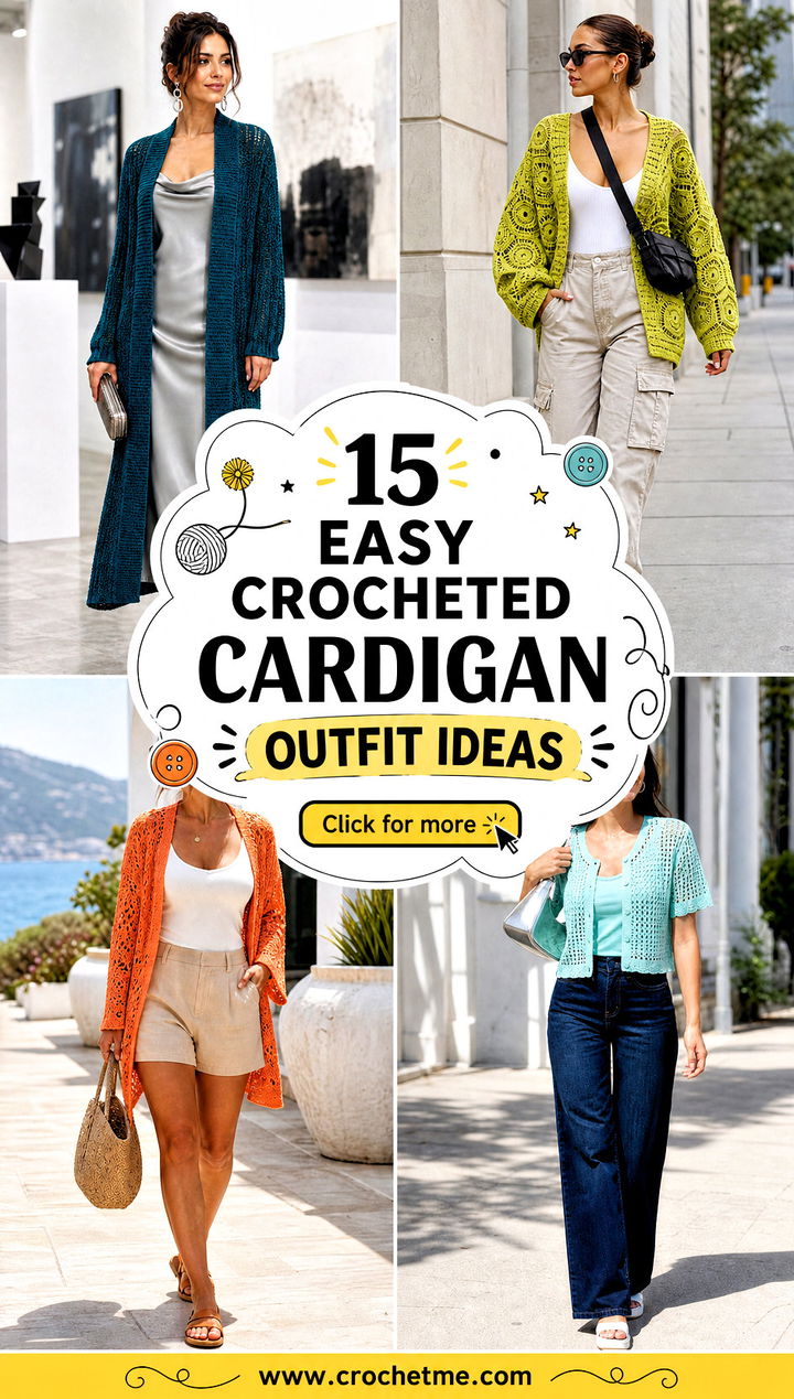 15 Easy Crocheted Cardigan outfit ideas - 15 Easy Crocheted Cardigan outfit ideas