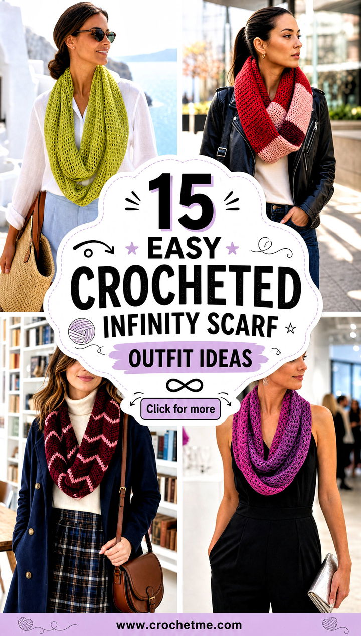15 Easy Crocheted Infinity Scarf outfit ideas - 15 Easy Crocheted Infinity Scarf outfit ideas