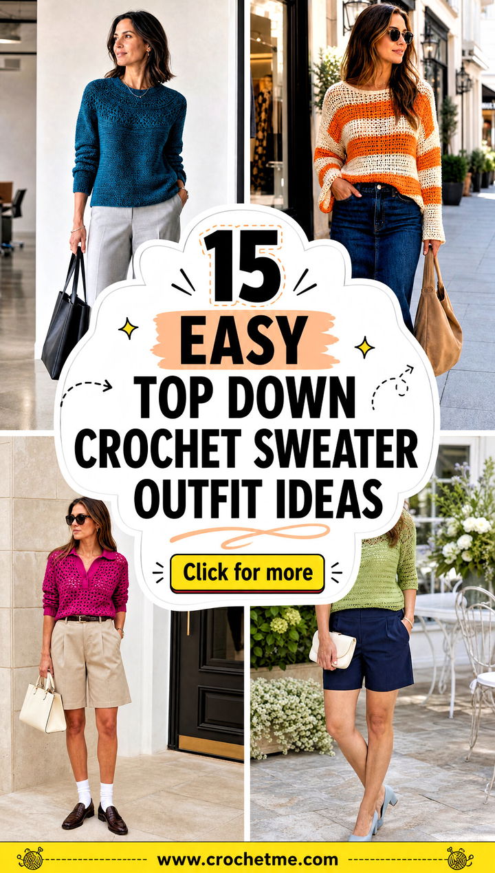 15 Easy Top Down Crochet Sweater outfit ideas - 15 Easy Top Down Crochet Sweater outfit ideas
