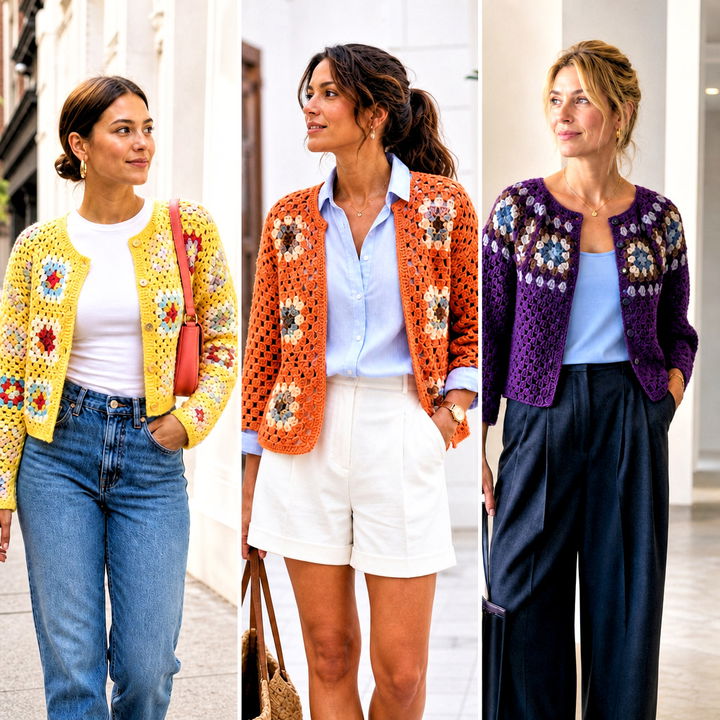 15 Everyday Granny Square Cardigan Outfit Ideas for Fall