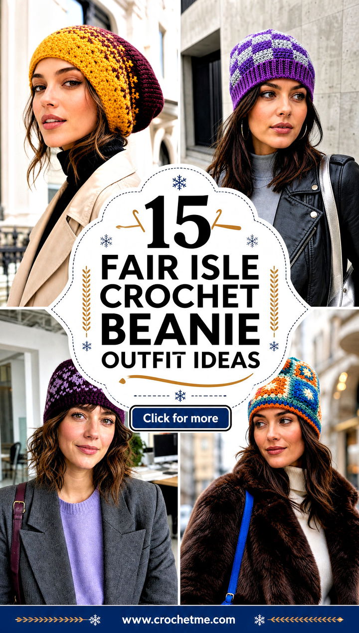 15 Fair Isle Crochet Beanie outfit ideas - 15 Fair Isle Crochet Beanie outfit ideas