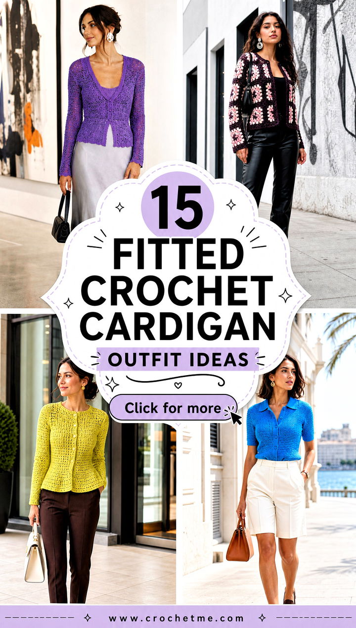 15 Fitted Crochet Cardigan outfit ideas - 15 Fitted Crochet Cardigan outfit ideas