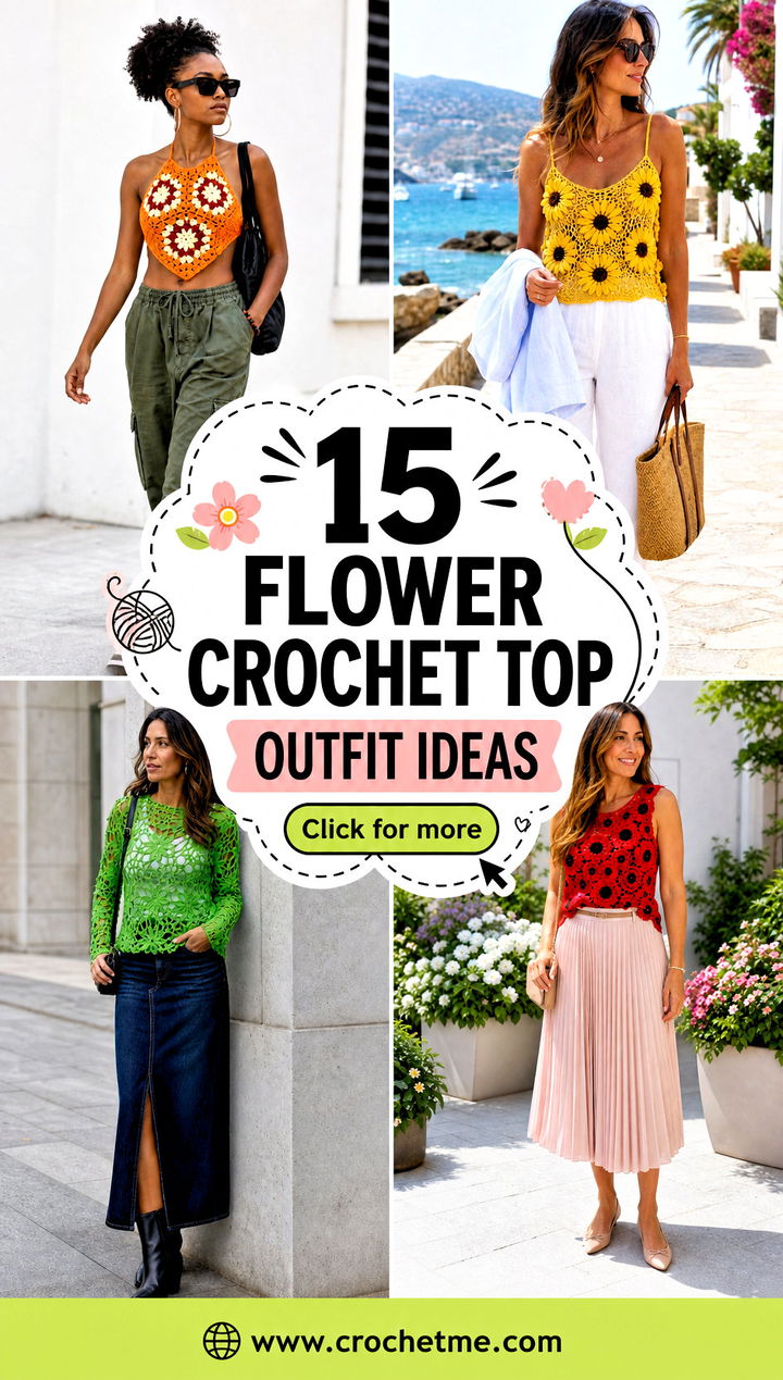 15 Flower Crochet Top outfit ideas - 15 Flower Crochet Top outfit ideas