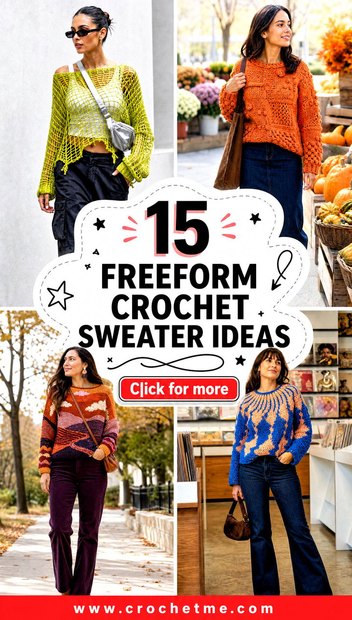 15 Freeform Crochet Sweater Ideas - 15 Freeform Crochet Sweater Ideas