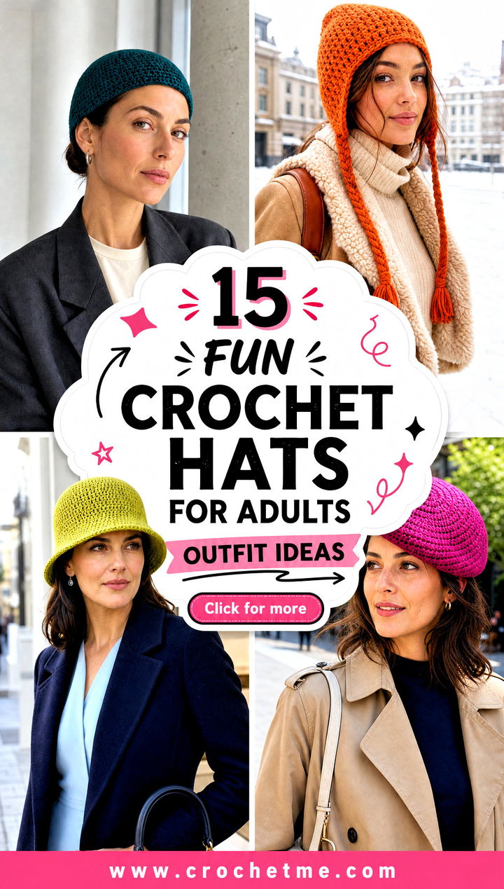 15 Fun Crochet Hats For Adults outfit ideas - 15 Fun Crochet Hats For Adults outfit ideas