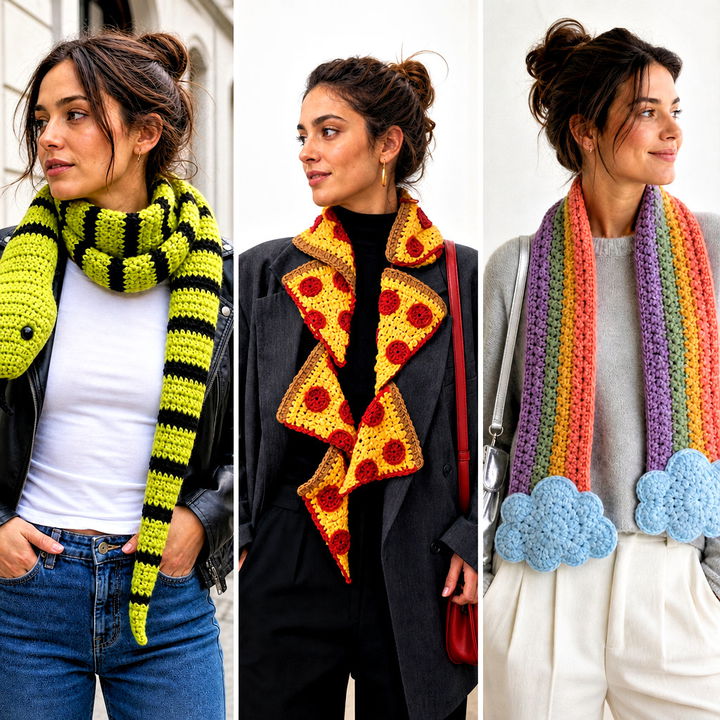 15 Funny Crochet Scarves outfit ideas