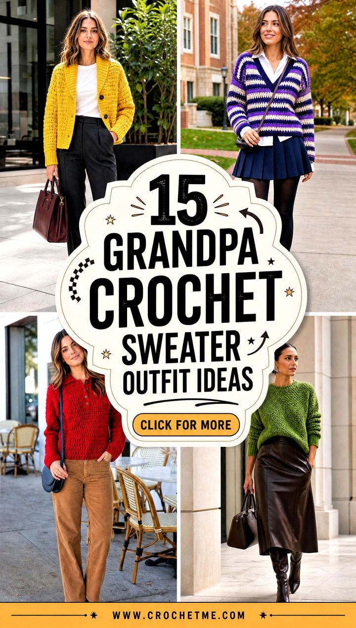 15 Grandpa Crochet Sweater outfit ideas - 15 Grandpa Crochet Sweater outfit ideas