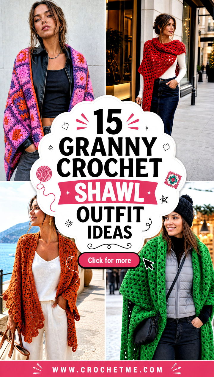 15 Granny Crochet Shawl outfit ideas - 15 Granny Crochet Shawl outfit ideas