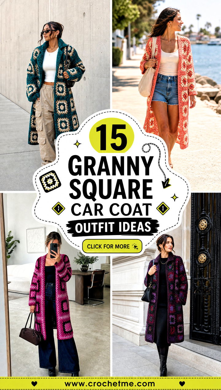 15 Granny Square Car Coat outfit ideas - 15 Granny Square Car Coat outfit ideas