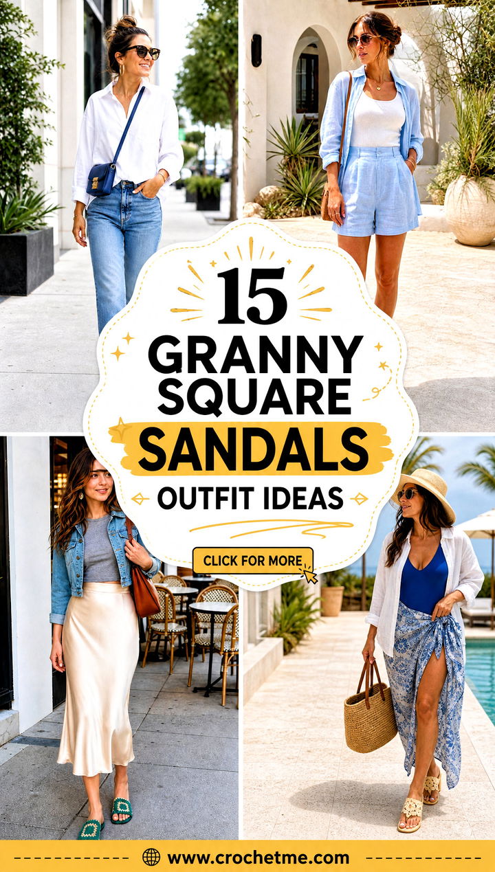 15 Granny Square Sandals outfit ideas - 15 Granny Square Sandals outfit ideas