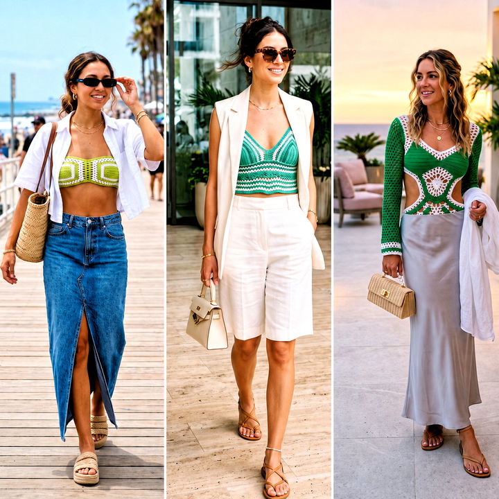 15 Green and White Crochet Swimwear Outfit Ideas for Summer