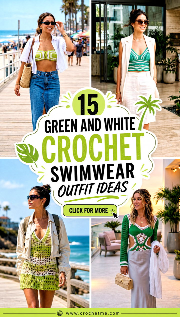 15 Green And White Crochet Swimwear outfit ideas - 15 Green And White Crochet Swimwear outfit ideas