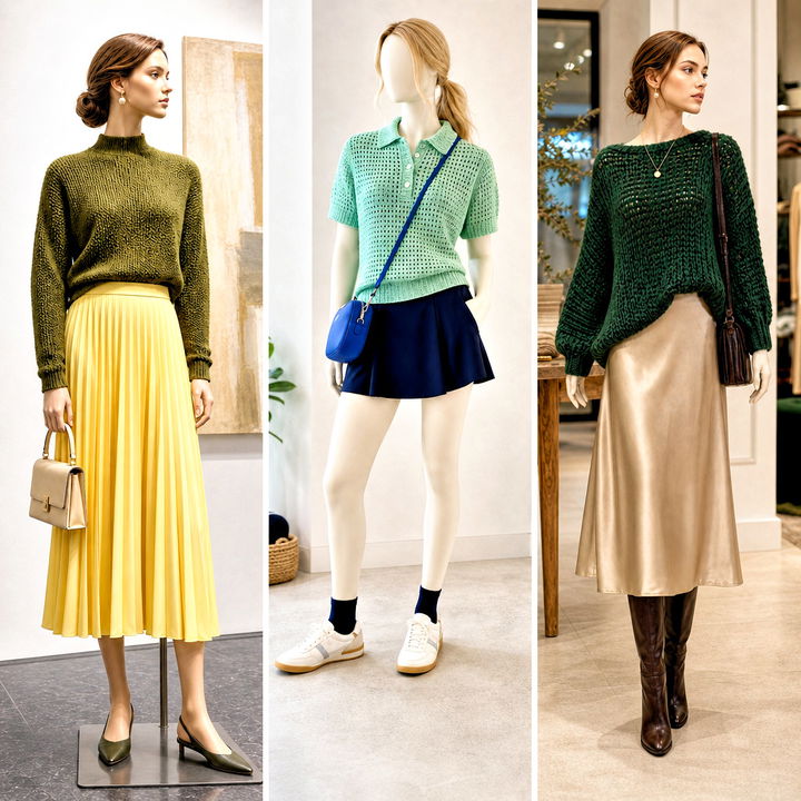 15 Green Crochet Sweater on Mannequin Outfit Ideas to Copy