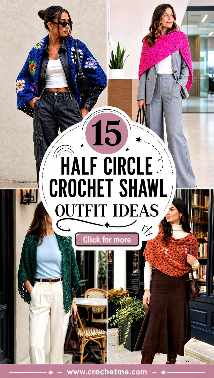 15 Half Circle Crochet Shawl outfit ideas - 15 Half Circle Crochet Shawl outfit ideas