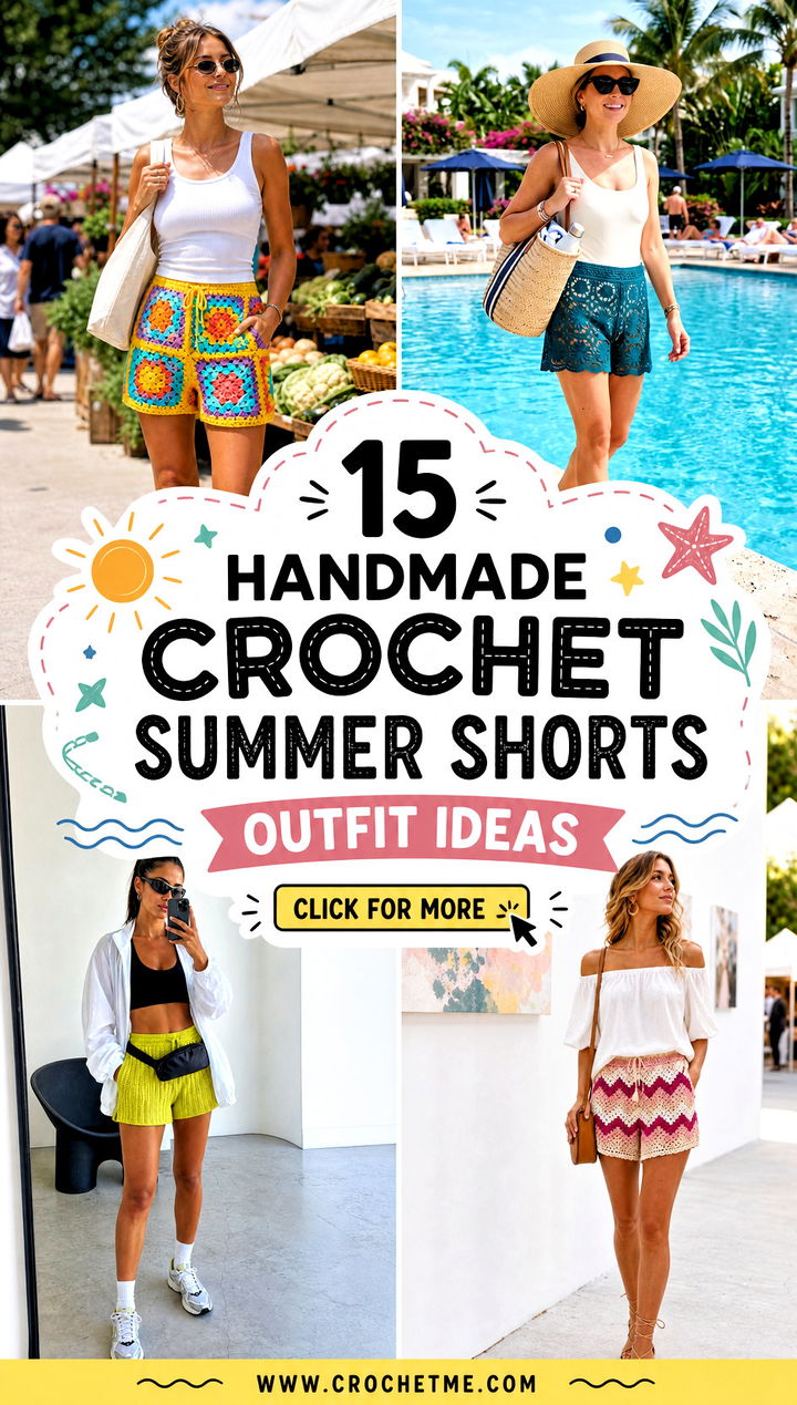 15 Handmade Crochet Summer Shorts outfit ideas - 15 Handmade Crochet Summer Shorts outfit ideas
