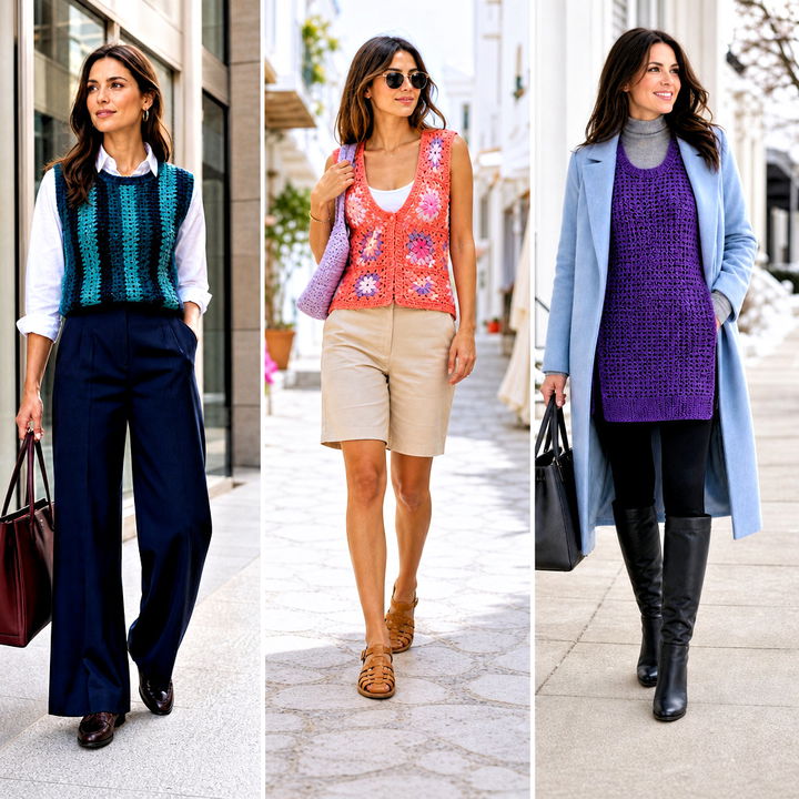 15 Handmade Crochet Sweater Vest Outfit Ideas: Cozy Layering Tips