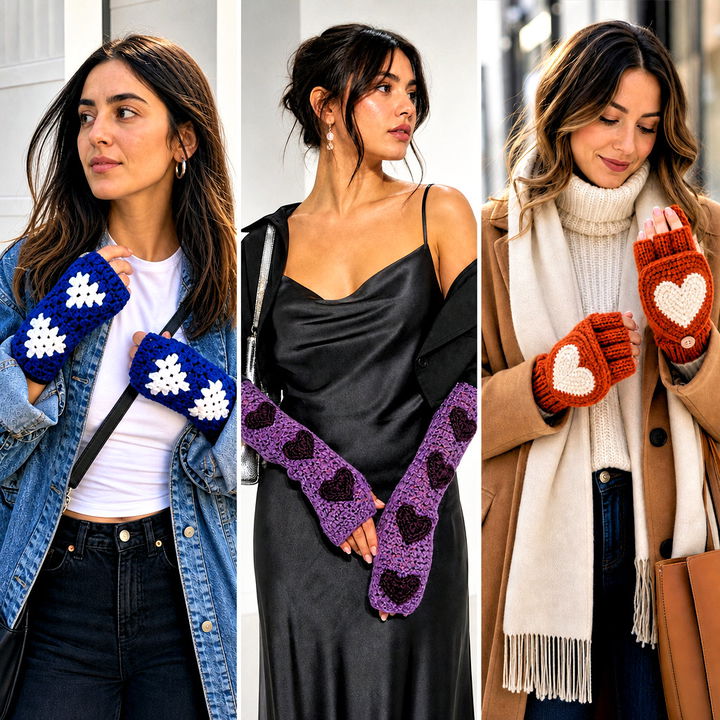 15 Heart Crochet Gloves Outfit Ideas for Cozy Winter Style
