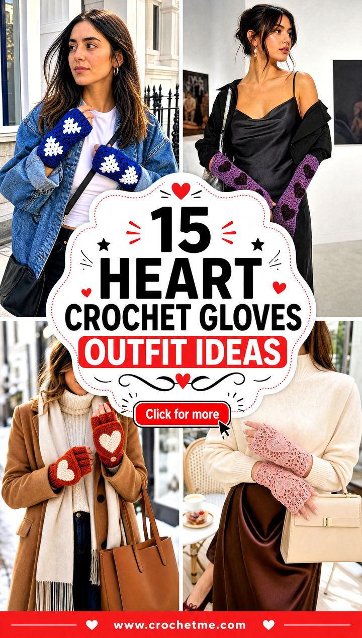 15 Heart Crochet Gloves outfit ideas - 15 Heart Crochet Gloves outfit ideas