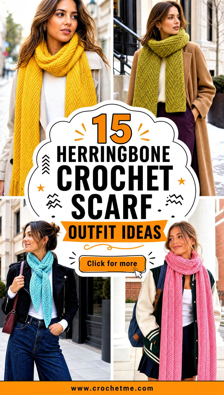 15 Herringbone Crochet Scarf outfit ideas - 15 Herringbone Crochet Scarf outfit ideas