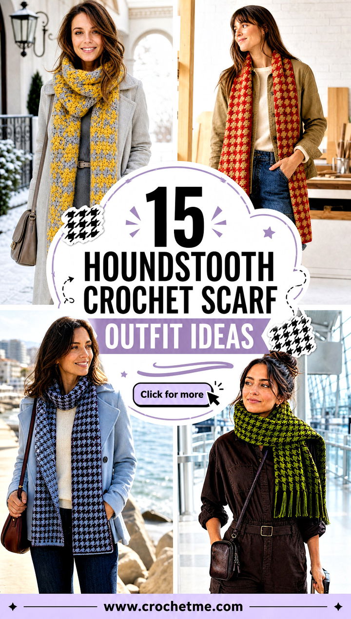 15 Houndstooth Crochet Scarf outfit ideas - 15 Houndstooth Crochet Scarf outfit ideas