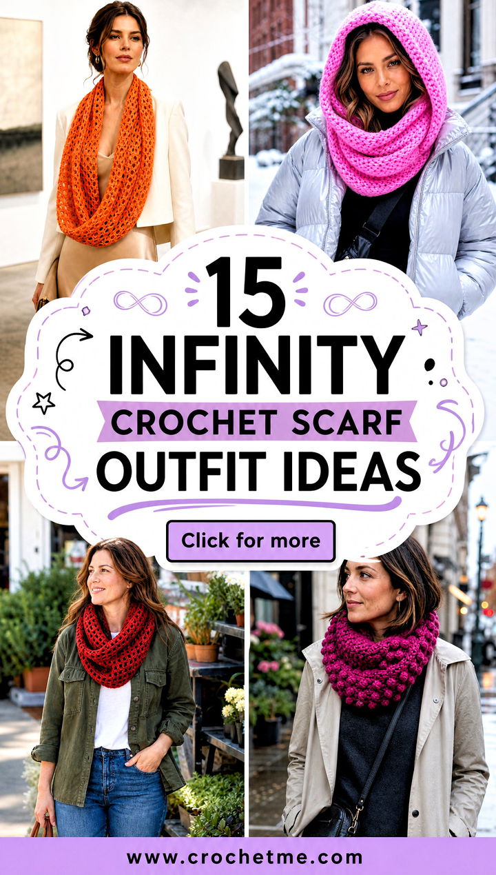 15 Infinity Crochet Scarf outfit ideas - 15 Infinity Crochet Scarf outfit ideas