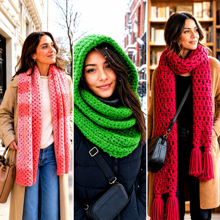 15 Jumbo Yarn Crochet Scarf Outfit Ideas for Cozy Winters