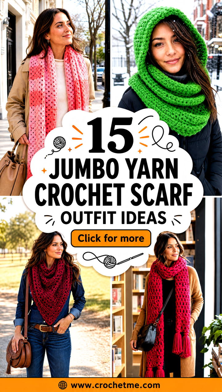 15 Jumbo Yarn Crochet Scarf outfit ideas - 15 Jumbo Yarn Crochet Scarf outfit ideas