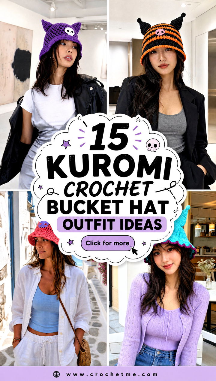 15 Kuromi Crochet Bucket Hat outfit ideas - 15 Kuromi Crochet Bucket Hat outfit ideas