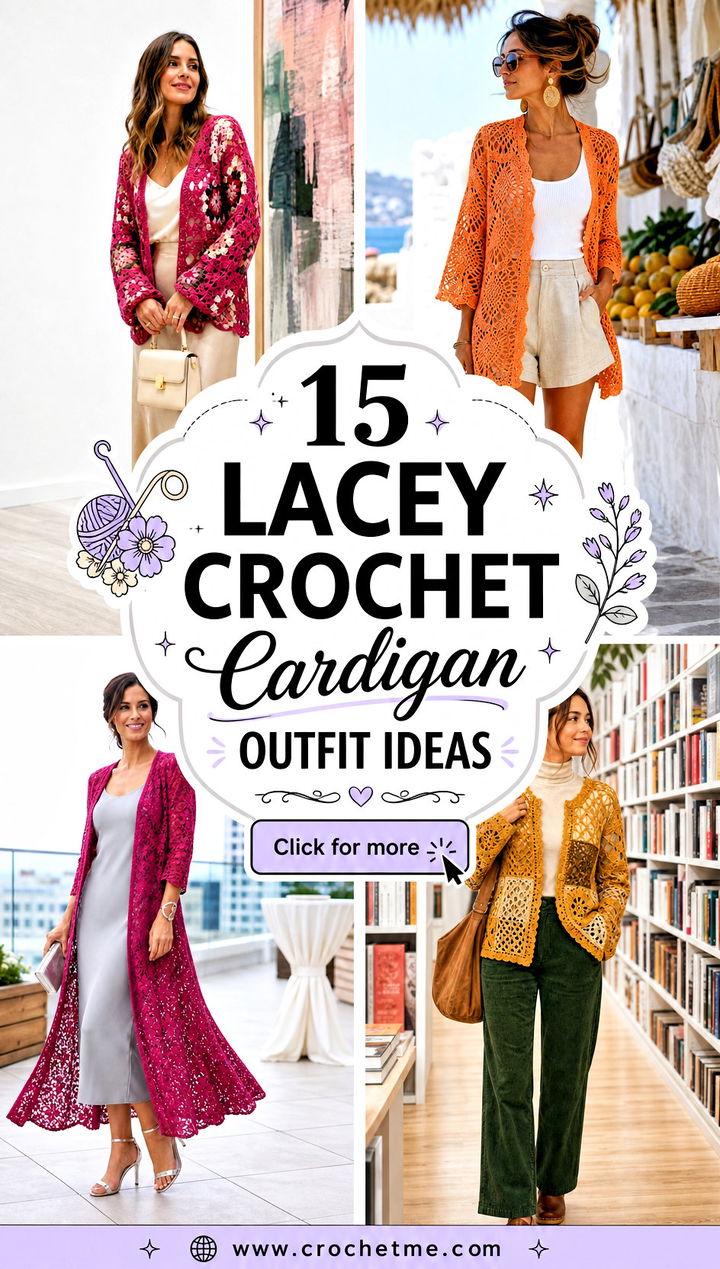 15 Lacey Crochet Cardigan outfit ideas - 15 Lacey Crochet Cardigan outfit ideas