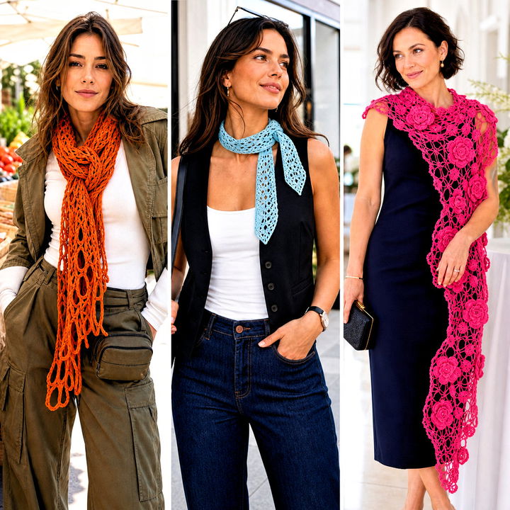 15 Lacy Crochet Scarf Outfit Ideas for Elegant Winter Layers