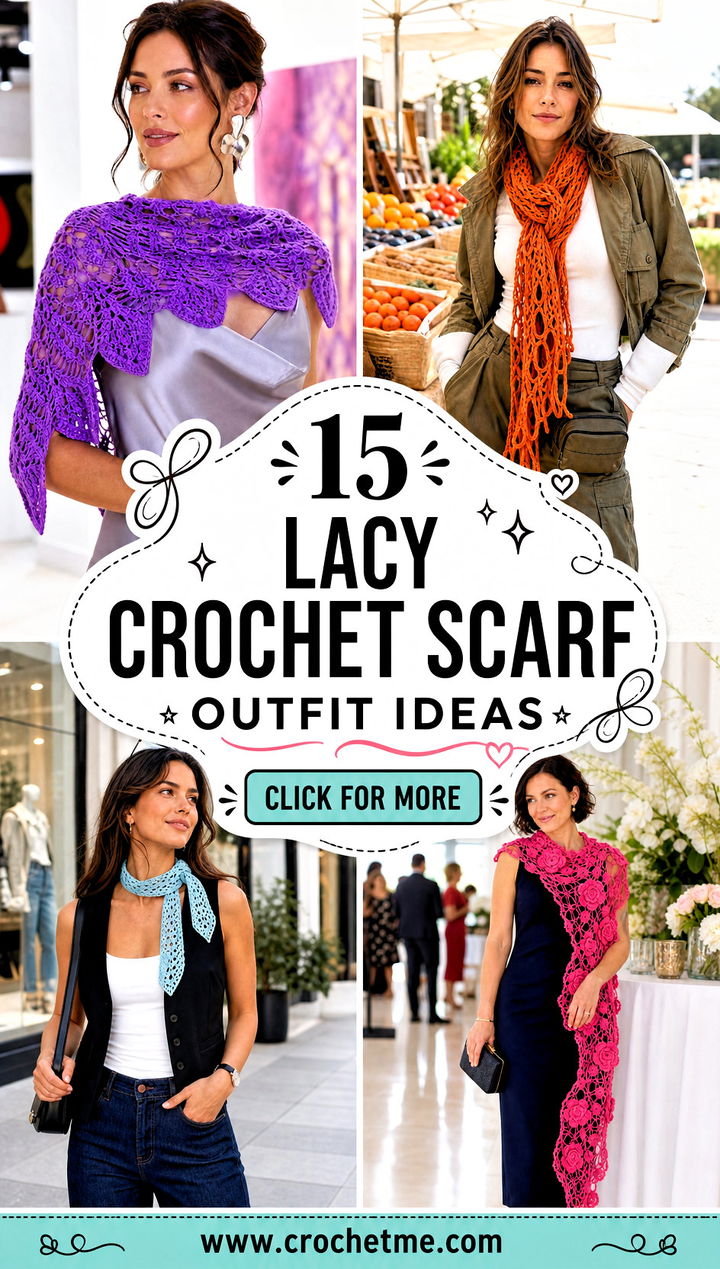 15 Lacy Crochet Scarf outfit ideas - 15 Lacy Crochet Scarf outfit ideas