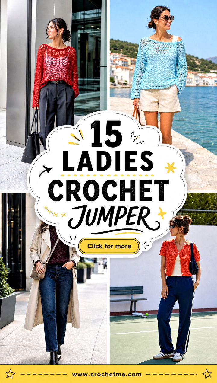 15 Ladies Crochet Jumper outfit ideas - 15 Ladies Crochet Jumper outfit ideas