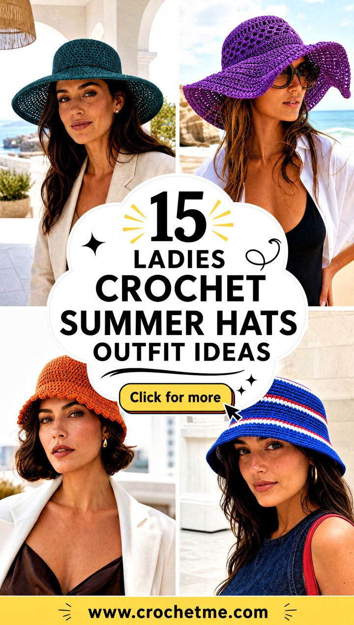 15 Ladies Crochet Summer Hats outfit ideas - 15 Ladies Crochet Summer Hats outfit ideas