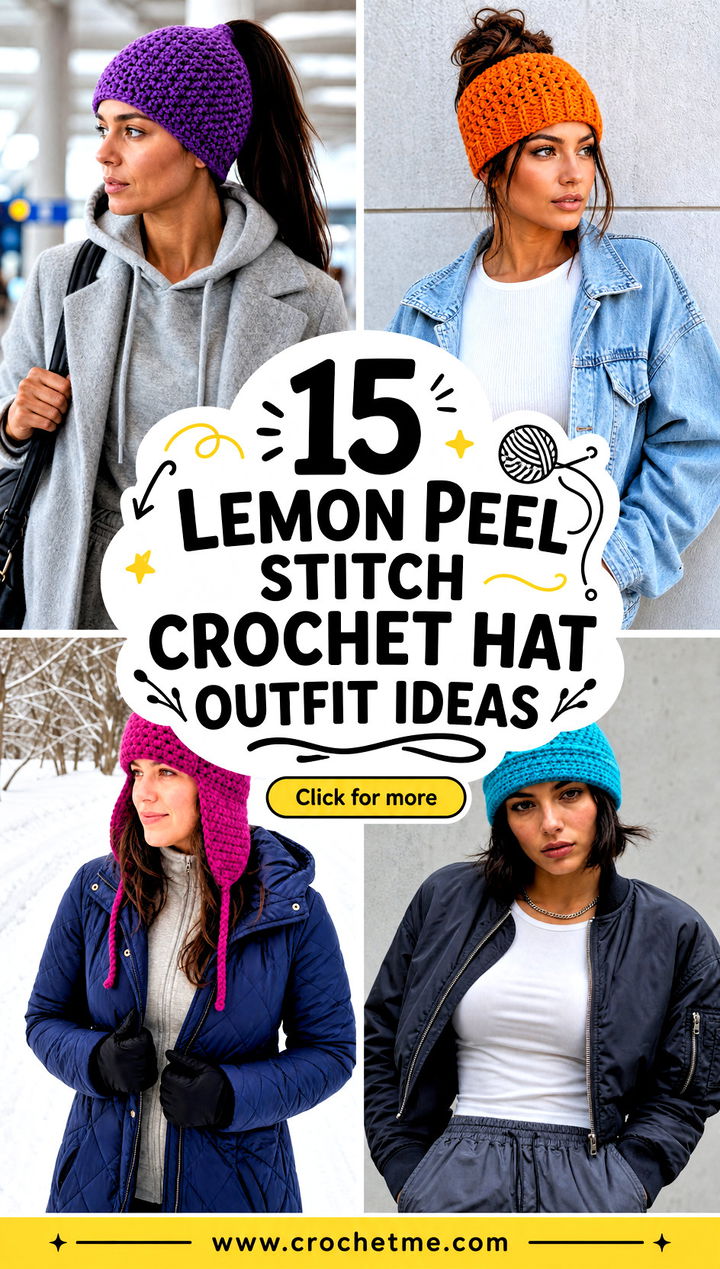 15 Lemon Peel Stitch Crochet Hat outfit ideas - 15 Lemon Peel Stitch Crochet Hat outfit ideas