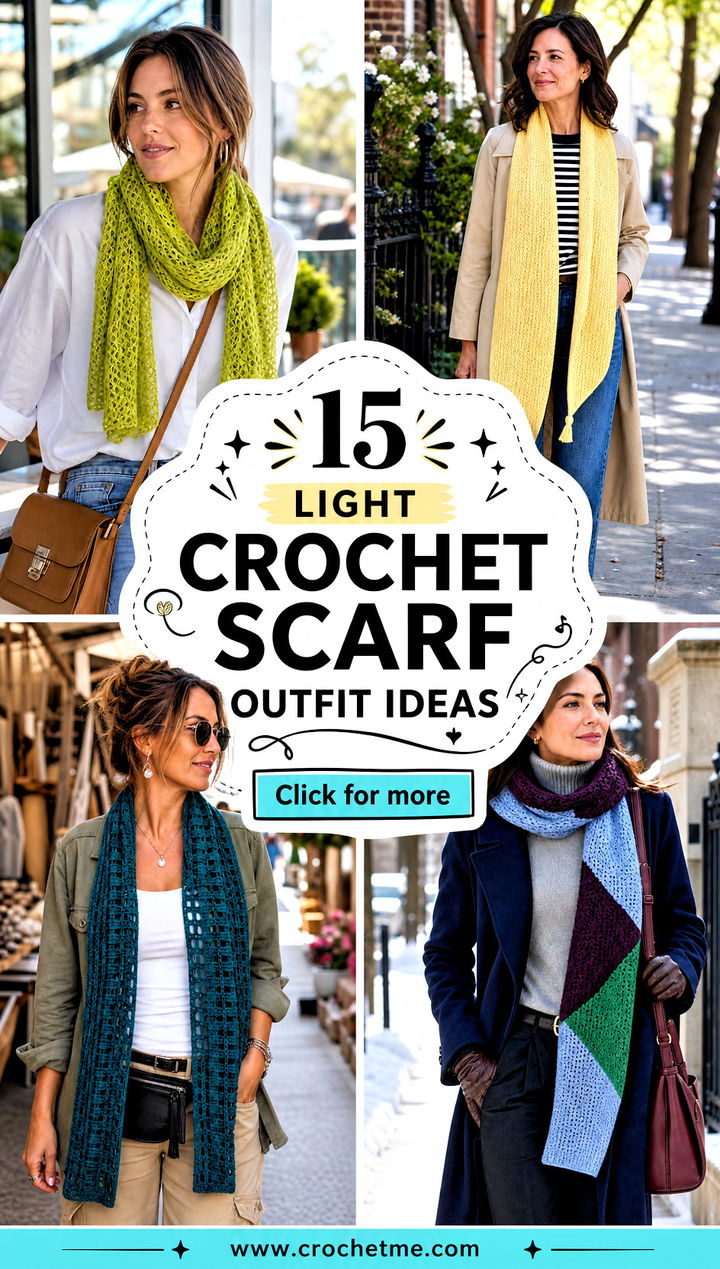 15 Light Crochet Scarf outfit ideas - 15 Light Crochet Scarf outfit ideas