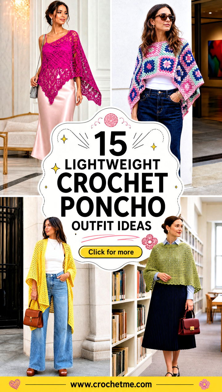 15 Lightweight Crochet Poncho outfit ideas - 15 Lightweight Crochet Poncho outfit ideas
