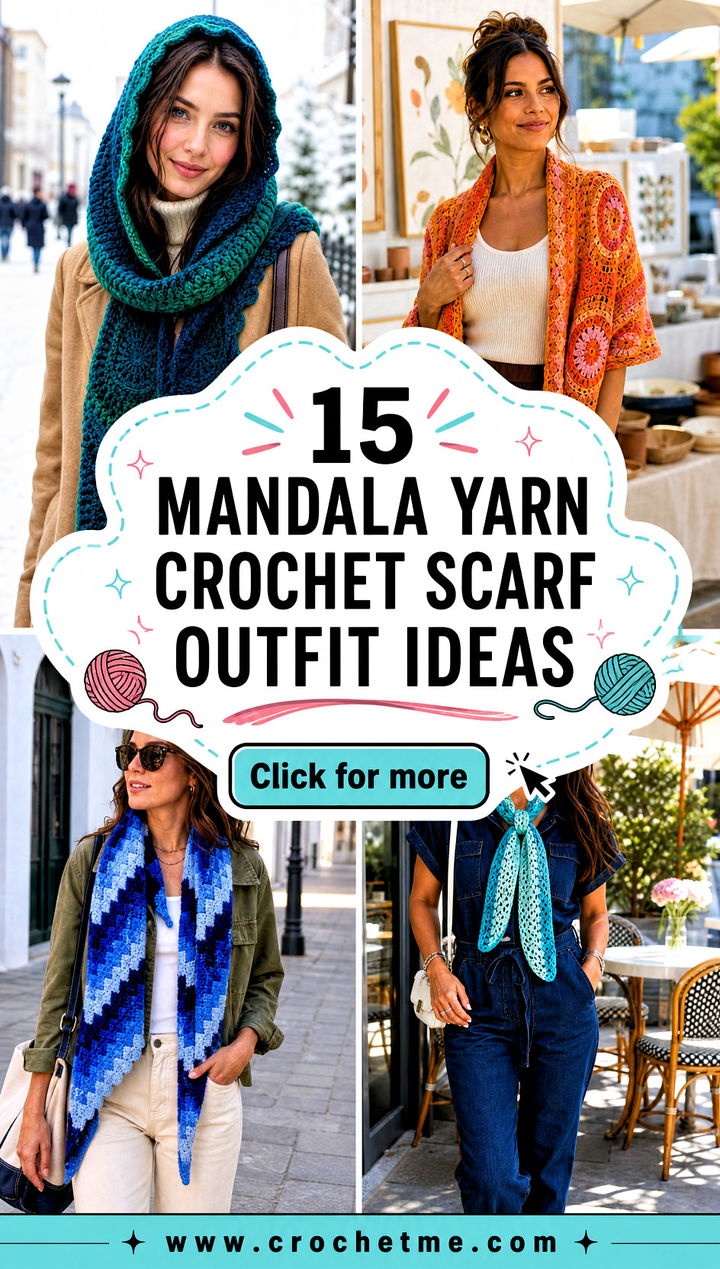 15 Mandala Yarn Crochet Scarf outfit ideas - 15 Mandala Yarn Crochet Scarf outfit ideas