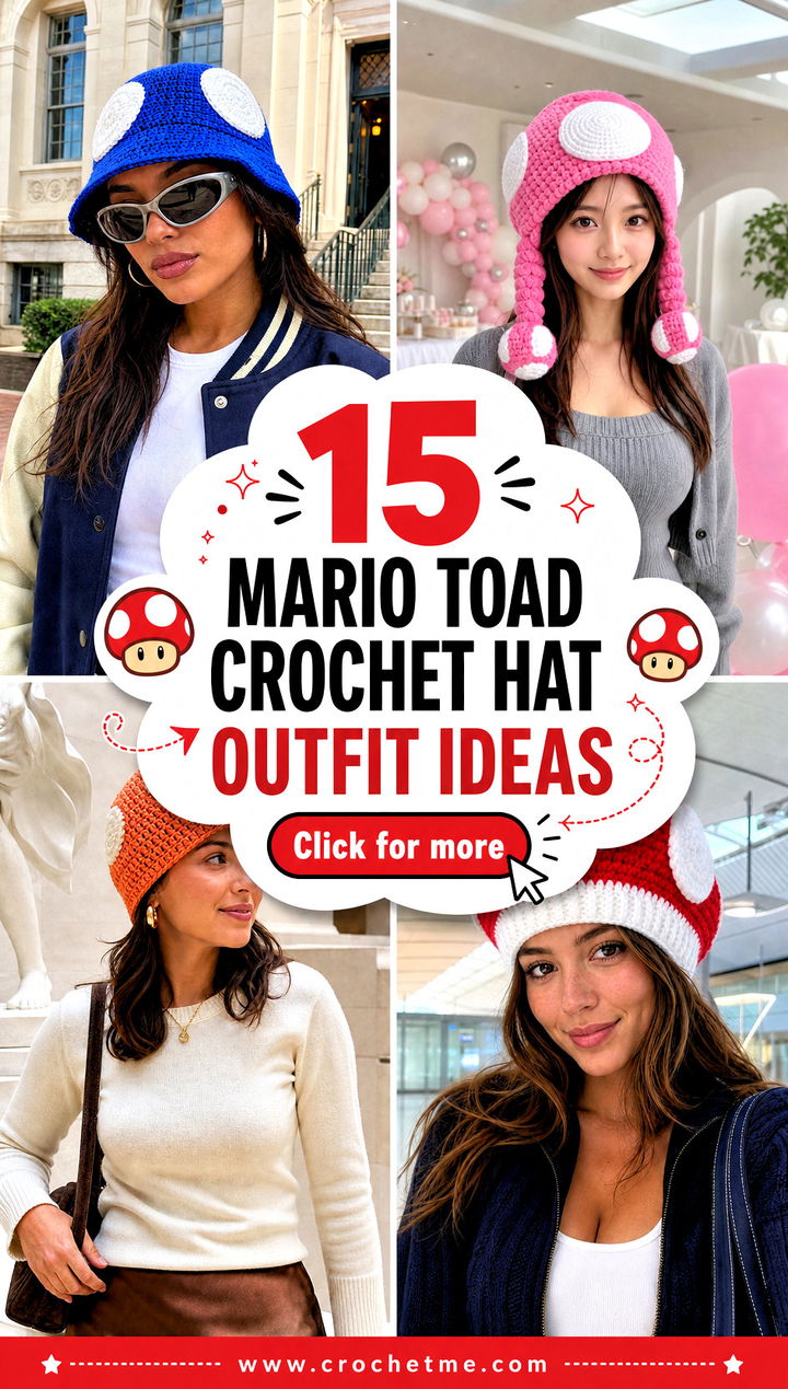 15 Mario Toad Crochet Hat outfit ideas - 15 Mario Toad Crochet Hat outfit ideas
