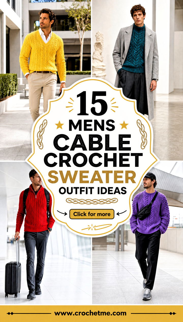 15 Mens Cable Crochet Sweater outfit ideas - 15 Mens Cable Crochet Sweater outfit ideas