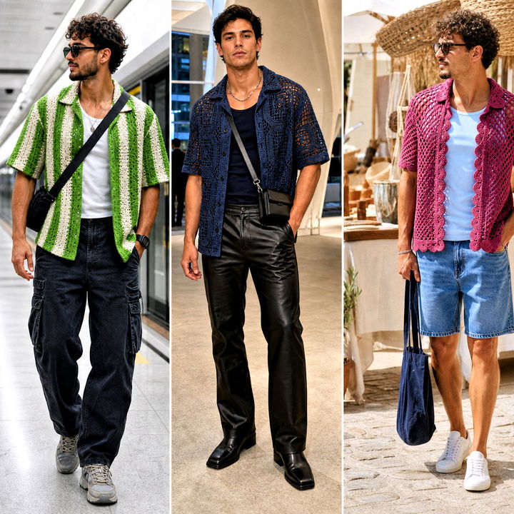 15 Men’s Crochet Collared Shirt Outfit Ideas for Smart Style