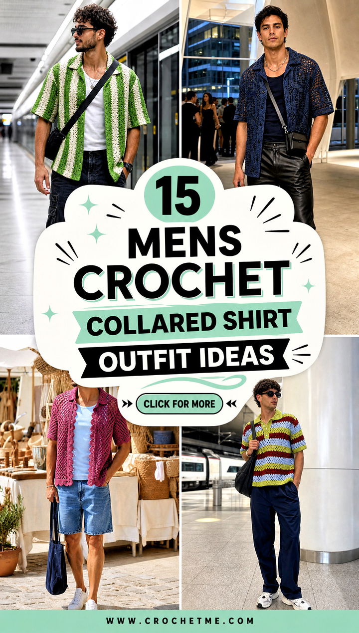 15 Mens Crochet Collared Shirt outfit ideas - 15 Mens Crochet Collared Shirt outfit ideas